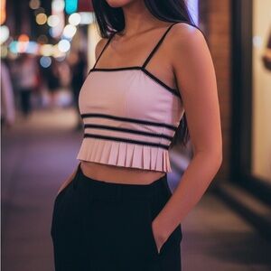 Elegant Pink Pleated Women's Top